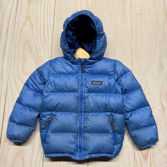 Patagonia Other - Patagonia Kids Hi-Loft Down Sweater Hoodie Jacket Toddler 4T Blue Play Condition